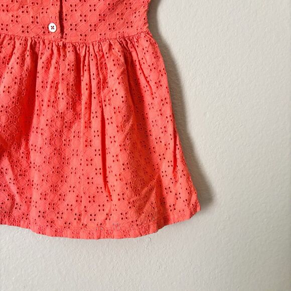 Cat & Jack Dress Girls 2T Orange Eyelet A-Line Mid Pullover Roll Cuff - Picture 2 of 8